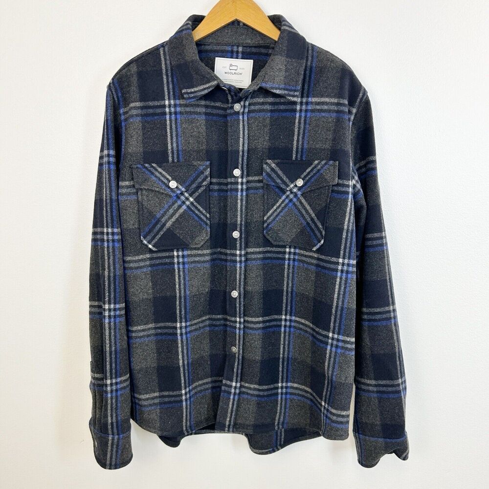 Woolrich Shirt Mens XL‎ Overshirt Alaskan Check Recycled Italian Wool Blend